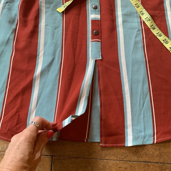 MONTEAU women’s brown and blue pastel  collard TShirt Midi dress, size Medium - Picture 6 of 12